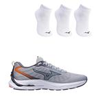 Kit Tênis Mizuno Wave Dynasty 5 Masculino + 3 Pares Meia Mizuno