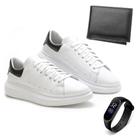 Kit Tenis Sapatênis Masculino Couro Legitimo Confortável DM Damando + Relógio + Carteira
