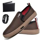 Kit Tênis Slip On Masculino Lona + Relógio Digital + Carteira