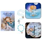 Kit Terço e Pulseira Infantil Santo Anjo da Guarda Menino Azul