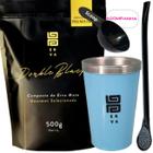 Kit Tereré Black Erva Mate 500g + Copo Alumínio Térmico AZUL + Bomba Clássica Preta-Acompanha Scoop