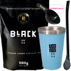 Kit Tereré Black Erva Mate 500g + Copo Alumínio Térmico AZUL + Bomba Clássica Preta-Acompanha Scoop