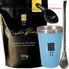 Kit Tereré Black Erva Mate 500g+ Copo Alumínio Térmico AZUL + Bomba Tradicional Inox Acompanha Scoop