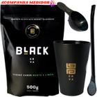 Kit Tereré Black Erva Mate 500g + Copo Cuia Caldereta Preto + Bomba Clássica Preta Escolha o Sabor