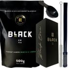 Kit Tereré Black Erva Mate Copo quadrado Inox Preto Bomba Mola Externa Preta de Inox + Escovinha