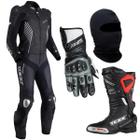 Kit Texx Pista Macacão Luva Bota Balaclava Preto Cinza