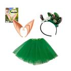 Kit Tiara Borboleta e Flores adulto + orelhas fada + saia verde