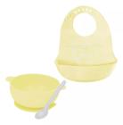 Kit Tigela Infantil Bebê Babador Colher De Silicone Amarelo