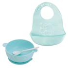 Kit Tigela Infantil Bebê Babador De Silicone