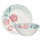 Kit Tigelas Bowl e Pratos de Sobremesa 8 Peças Donna Bloom Oxford Cerâmica - Gici Home