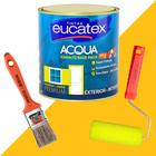 Kit Tinta Esmalte Base Água Brilhante 900ml + Rolo + Pincel