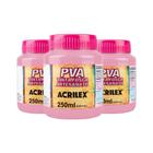 Kit Tinta Pva Fosca Artesanato 250Ml 3Un Rosa Cha Acrilex