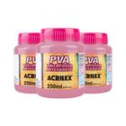 Kit Tinta Pva Fosca Artesanato 250Ml Com 3Und Rosa Acrilex