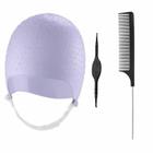 Kit Tintura Coloração Touca e Pente Separador de Mechas Luzes Silicone Agulha Dompel - Roxa