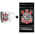 Kit Toalha + Caneca Porcelana Xicara Cafe 360ml Corinthians Oficial Licenciado