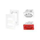 Kit Tomada Dupla 10A-20A VM Placa e Suporte Orion Schneider