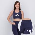 Kit Top Adidas Powerreact BL e Calça Legging Adidas Versality Feminina Marinho