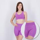 Kit Top e Shorts Selene Canelado Sem Costura Feminino Lilás