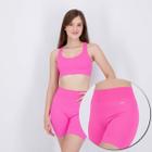 Kit Top e Shorts Selene Canelado Sem Costura Feminino Pink