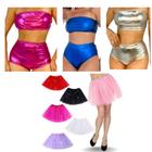 KIT Top_Hot Pants Bandeau_Saia_Carnaval -Cores Sortidas