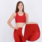 Kit Top Selene e Calça Legging Selene com Bolso Lateral Feminina Vermelha