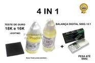 Kit Toque Ouro - Pedra de Toque + Ácidos 18k 16k + Balança 500g