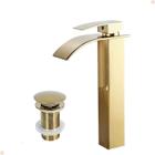 Kit Torneira para Banheiro Misturador Monocomando Cascata Alta Dourada Com Válvula Ralo Click Up Luxo Dourada