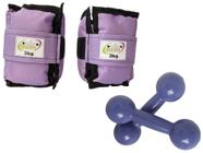 Kit Tornozeleira 3KG Nylon Lilás + Halteres 3KG Lilás