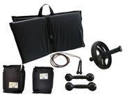 Kit Tornozeleira 4KG Preto + Halteres 4KG Preto + Colchonete Dobravel Preto + Roda + Pula Corda