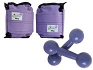 Kit Tornozeleira 5KG Nylon Lilás + Halteres 5KG Lilás - Exercise Sports