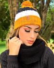 Kit Touca Gorro Com Pompom E Gola Feminina Em Tricô Inverno Várias Cores