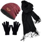 Kit Touca Gorro Forrada E Cachecol + Luva Lã Inverno Adulto