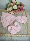 kit Touca personalizada rn bebê maternidade 100% algodão rosa