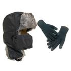 Kit Touca Ushanka e Luva de Frio Gorro Proteção Orelhas Aviador Inverno Par Luvas Lã