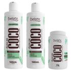 kit tratamento capilar beltrat profissional shampoo + cond 500ml + creme de pentear 1kg óleo de coco