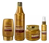 Kit Tratamento Shampoo + Máscara + Leave-In + Óleo de Coco Banho de Verniz Forever Liss