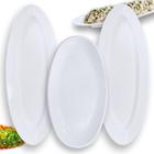 Kit Travessa Prato Oval 45,5 Cm + 2 Travessas Ovais de 60 Cm Rasas em Melamina Profissional para Buffet Bestfer