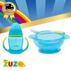 Kit Treinamento Prato Bowl + Copo C Alça Removivel Azul Buba