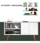 Kit Três Prateleira Branca Acompanhado Com Buffet Para Quarto Estilo Retrô