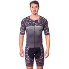 Kit triathlon top com mangas e bermuda elite camuflado uv 50+ kauna