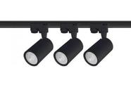 KIT Trilho Eletrificado 1mt Bivolt Preto/ Branco + 3 un. Spot para Trilho 7W Led Luz Branco Frio/ Branco Quente