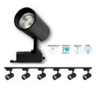 Kit Trilho Eletrificado 2 Metros 6 Spot Led Preto 7W 6500K