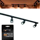 Kit Trilho mais 3 Spots Led 8w com Trilho eletrificado 1m e Conector