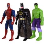 Kit Trio Heróis Incrível Hulk Homem Aranha Batmam Traje 29cm