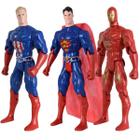 Kit Trio Heróis Super Homem Capitão America Homem Ferro 29cm