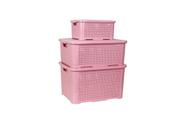 Kit Trio PMG 3L, 10L e 18L Caixa Organizadora Rattan Preto Branco Rosa Azul Capuccino - PRATIC