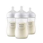 Kit Triplo Mamadeira Pétala 3.0 260ml Transparente Avent