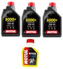 Kit troca de óleo 3 motul 5000+ 10w40 4t + 1 motocool 1l amarelo yamaha r3 mt03