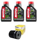 Kit troca de óleo 3x motul 5100 10w-40 4t 1l 534 + 1 filtro mahle oc1019 yamaha xj6