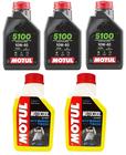 Kit troca de oleo moto 3x motul 5100 10w400 + 2x motocool anticongelante yamaha mt 07